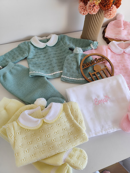 Camisola, calça e Touca malha Outono Inverno