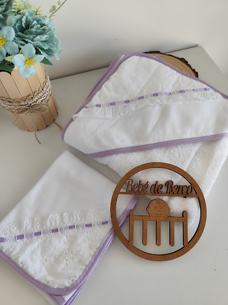 Toalha Banho com capuz e Fralda - Tema Ternura