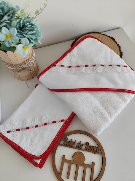 Toalha Banho com capuz e Fralda - Tema Ternura