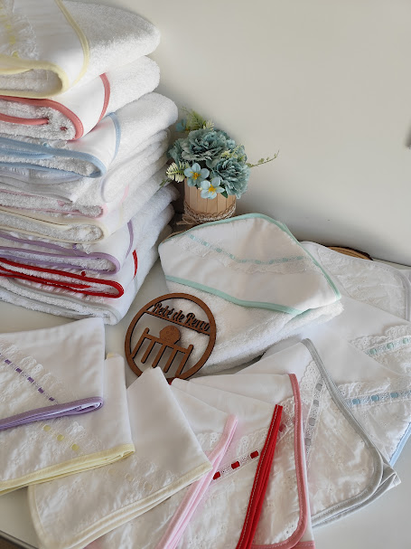 Toalha Banho com capuz e Fralda - Tema Ternura