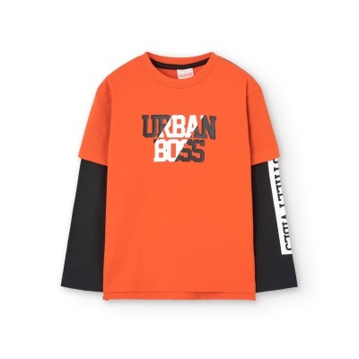Camisola duas camadas laranja e preta com texto 'URBAN BOSS'