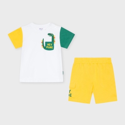 Conjunto T-shirt Dino/Calção amarelo