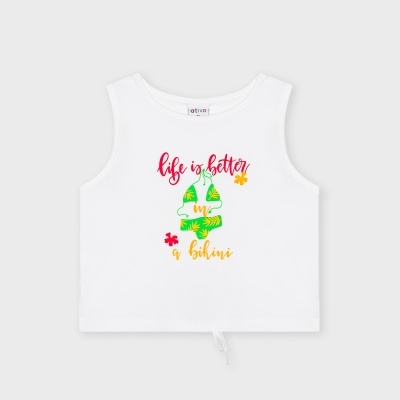 Top branco estampado