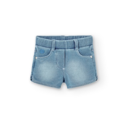 Short felpa denim para o bebé menina lavado bleach