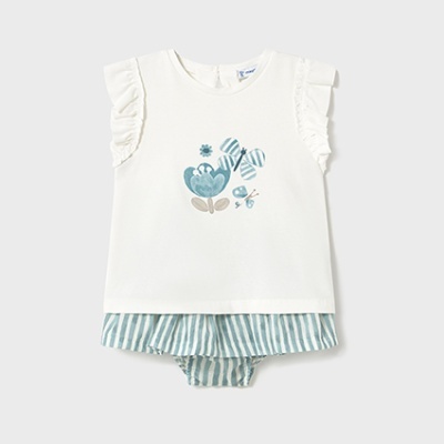 Conj.bermuda saia estampada