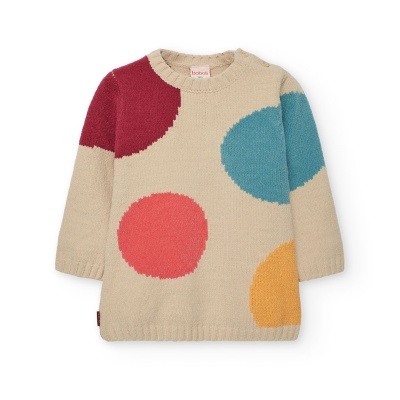 Vestido tricot bolinhas para o bebé menina