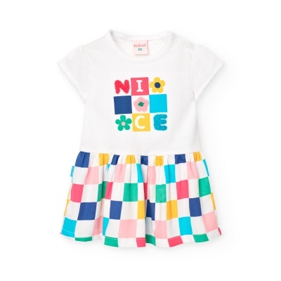 Vestido malha combinado do bebé branco