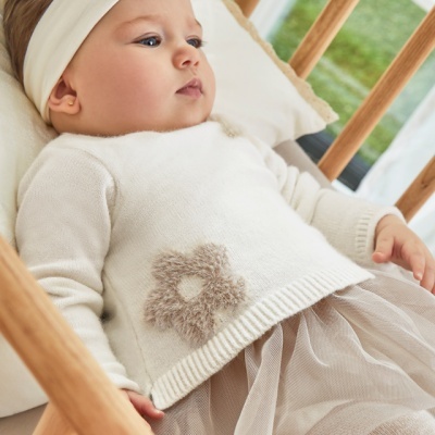 Vestido tricô combinado tule