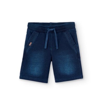 Bermuda felpa denim elástica para menino azul