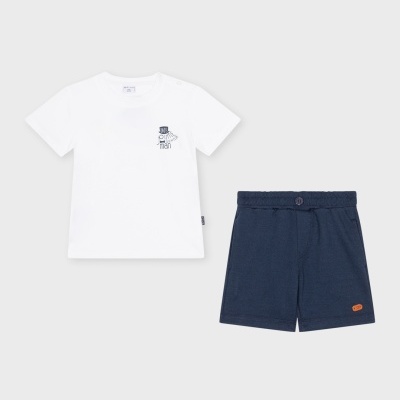 Conjunto Tshirt branca/Calção marinho