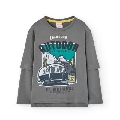 Camiseta malha para menino aço