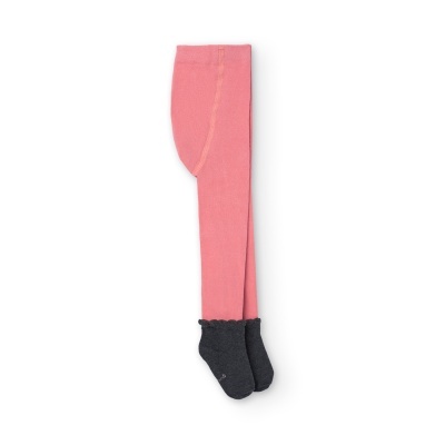 Collants de criança rosa com pés pretos