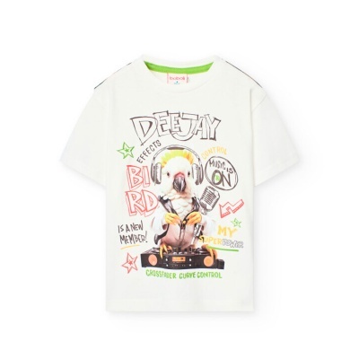 Camiseta malha manga curta para menino aço