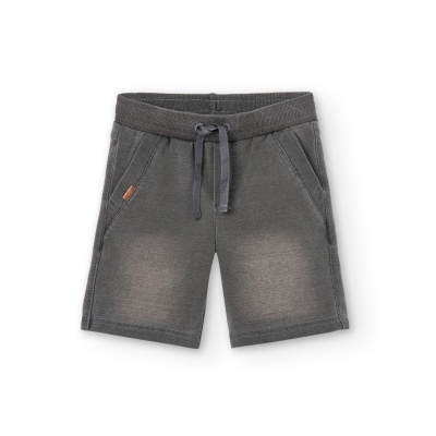 Bermuda felpa denim elástica para menino cinza