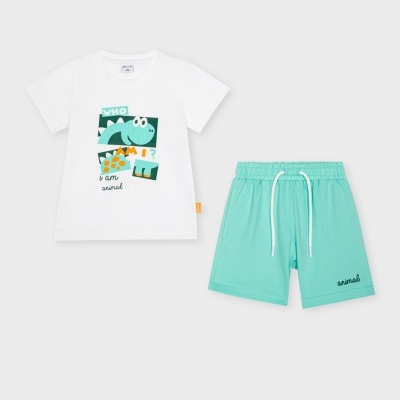 Conjunto T-shirt branca/Calção azul