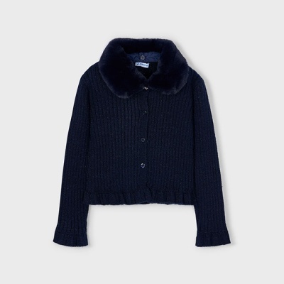 Casaco tricô gola pelo