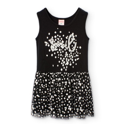 Vestido malha combinado para menina -BCI