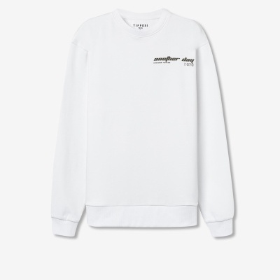 Sweatshirt branca com texto impresso no peito