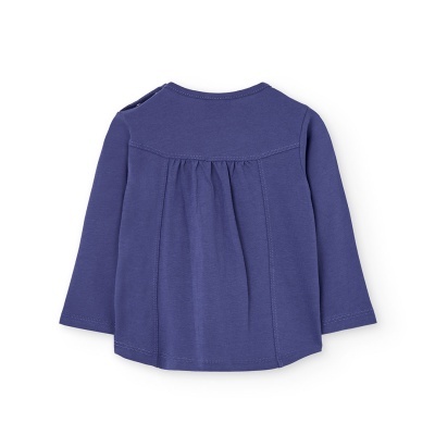 Camisola azul escuro de criança com mangas compridas vista de costas