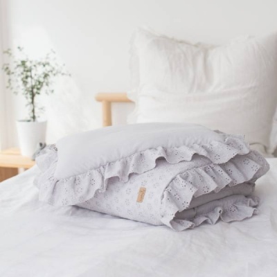 Conjunto de cama - Edredão e almofada cinzento