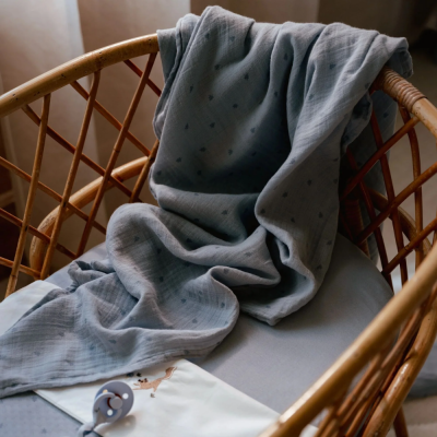 Little Dutch Fralda de musselina grande 120×120 — Pure Denim Blue