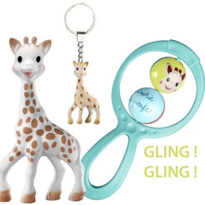 Set de oferta Sophie la Girafe (inclui Sophie la girafe + Roca swing + porta chaves Sophie hevea)