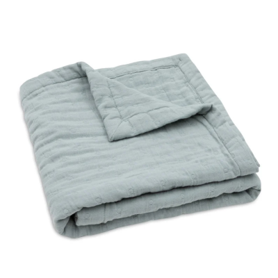 Manta de berço em musselina Jacquard 75×100 cm — Verde-mar