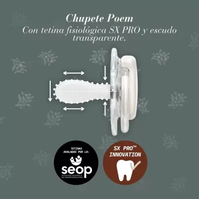 Chupeta fisiológica, silicone, 6-18M -  POETRY