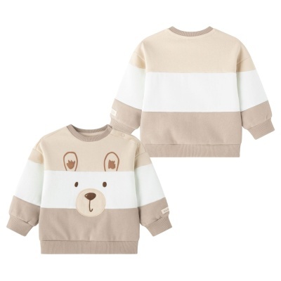 Camisola de bebé com riscas e desenho de urso