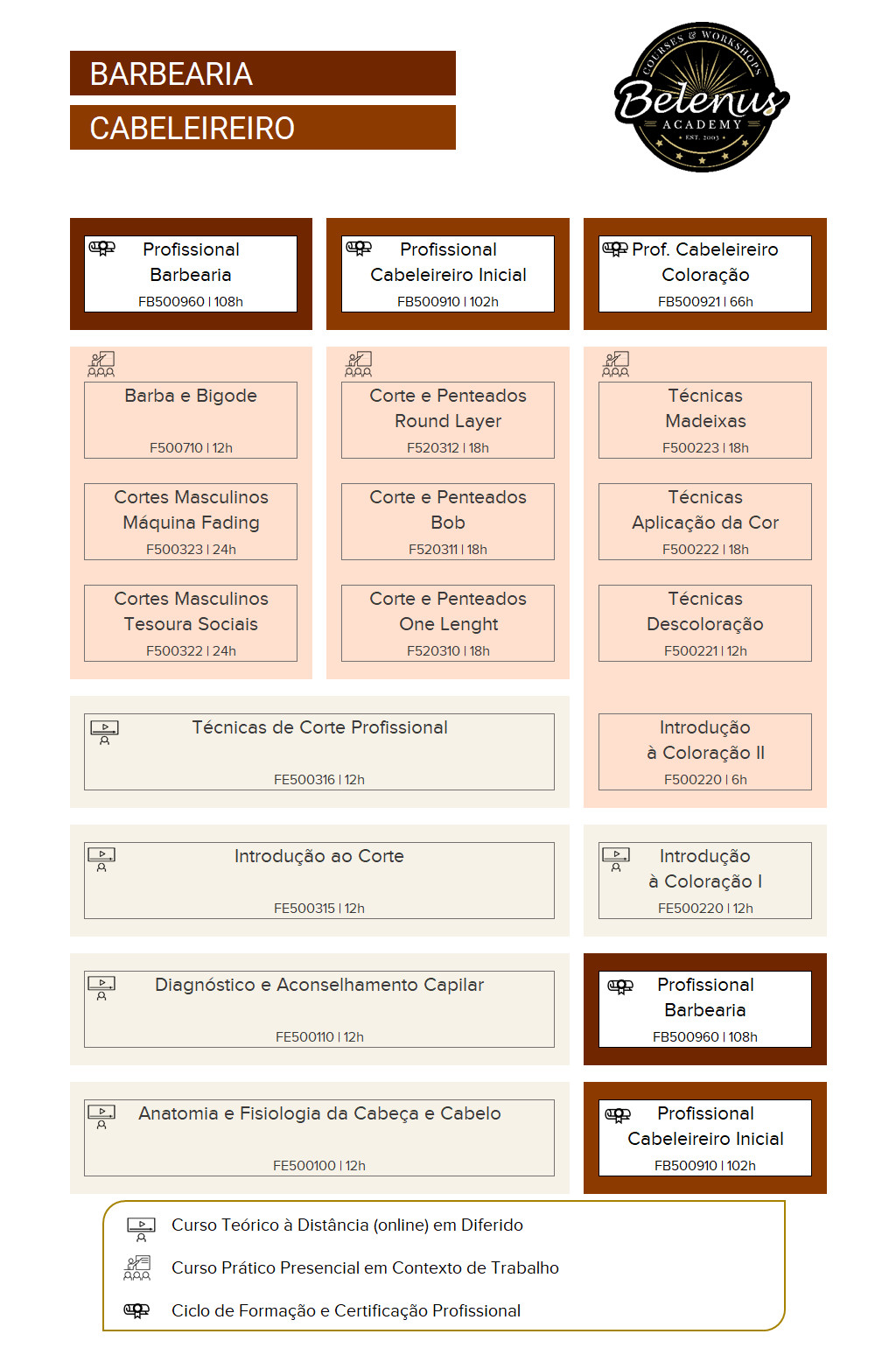 Diagrama Cursos Profissionais de Cabeleiro e Barbearia
