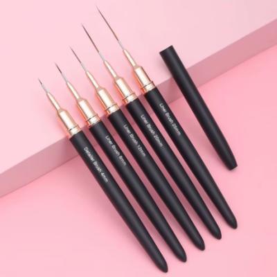 Conjunto 5 pinceis Nail art ponta fina
