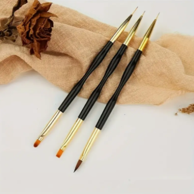 Conjunto 3 Pinceis duplos Nail Art