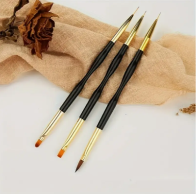 Conjunto 3 Pinceis duplos Nail Art