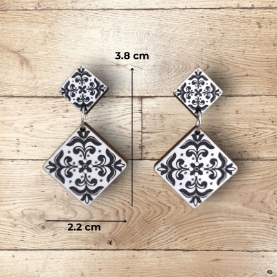 Brincos Azulejo Pintado