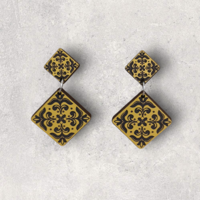 Brincos Azulejo Pintado