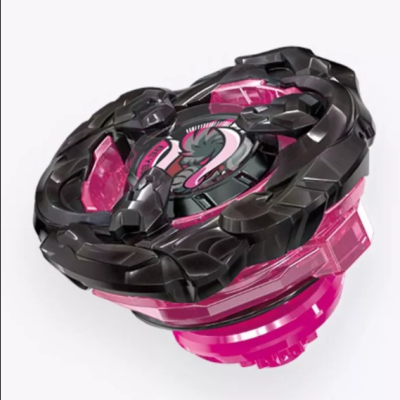 Rebobinador brinquedo preto e rosa translúcido com logotipo circular