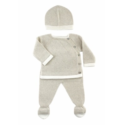 Conjunto de malha de algodão orgânico - Bege