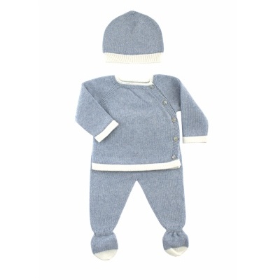 Conjunto de malha de algodão orgânico - Azul