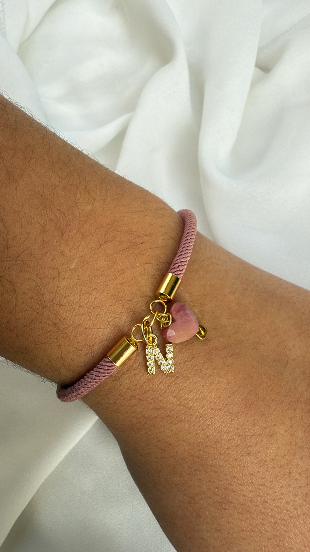 Pulseira inicial rosa