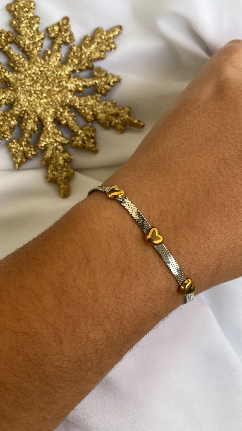 Pulseira snake mix dourado e prateado
