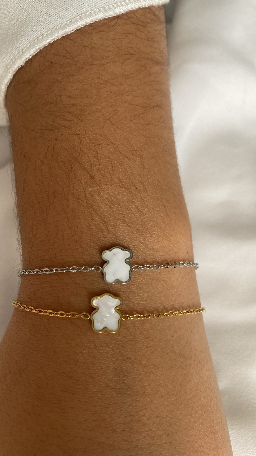 Pulseira ursinho madrepérola