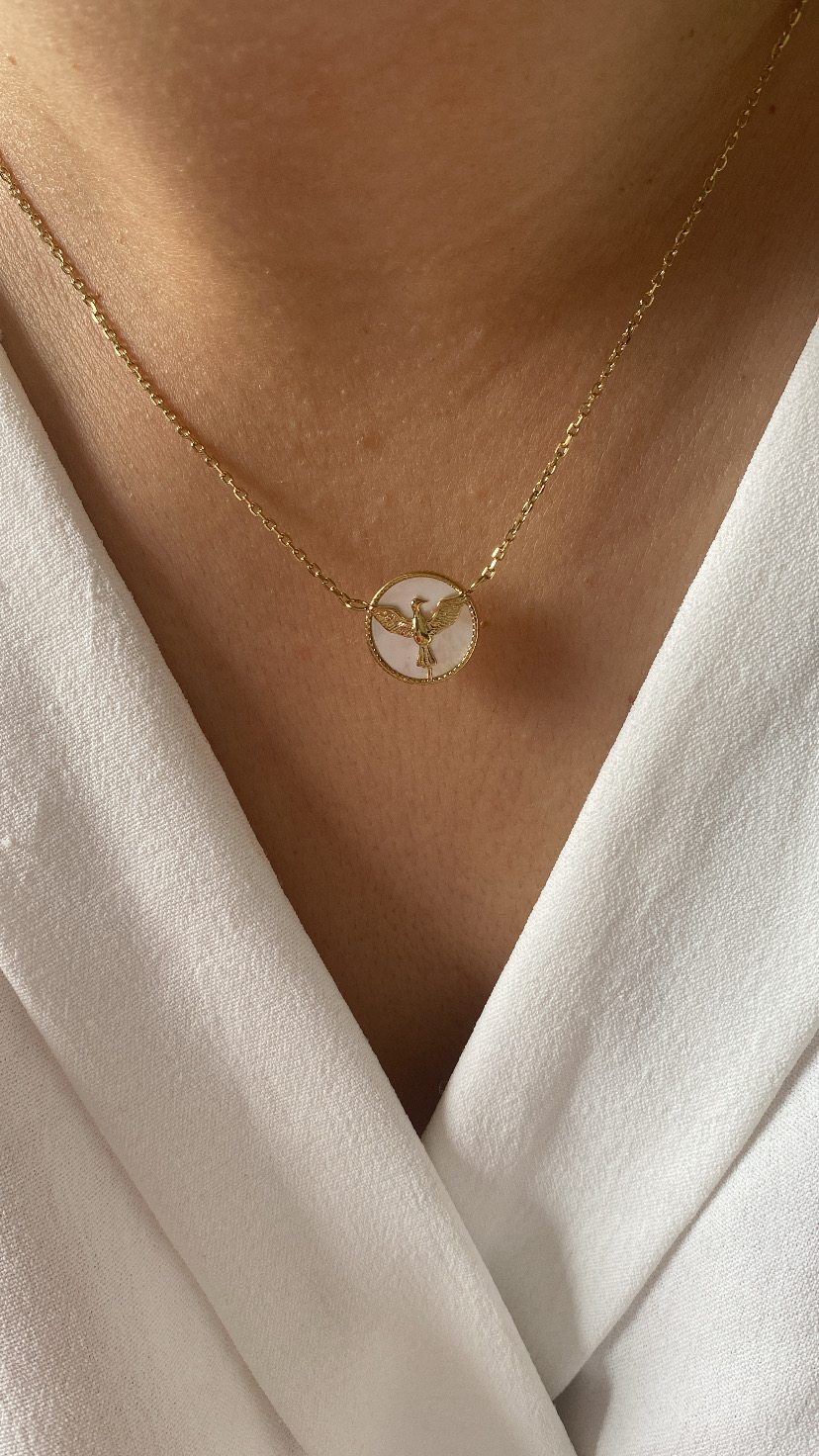 Colar&#x20;madrep&#x00E9;rola&#x20;f&#x00E9;nix&#x20;premium