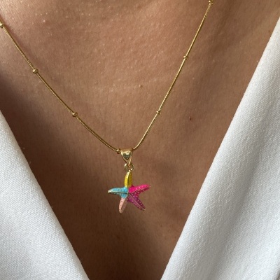 Colar estrela colorida