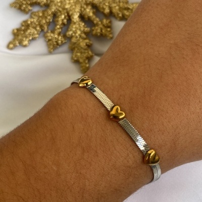 Pulseira&#x20;snake&#x20;mix&#x20;dourado&#x20;e&#x20;prateado