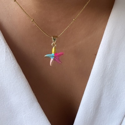 Colar estrela colorida