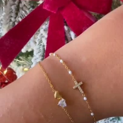 Pulseira coração / cruz