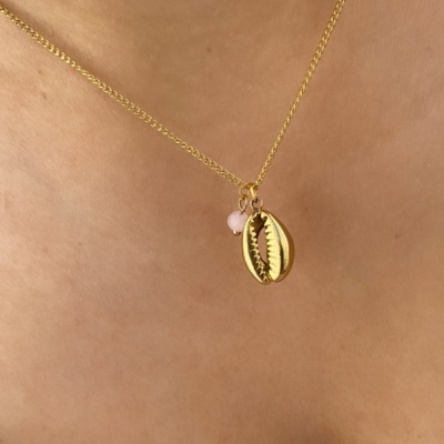 Colar&#x20;b&#x00FA;zio&#x20;e&#x20;cristal&#x20;rosa&#x2F;&#x20;azul