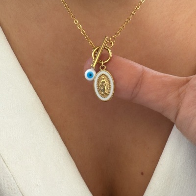 Colar nossa senhora e olho da sorte