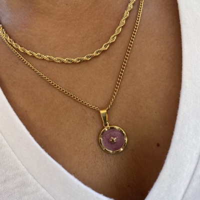 Conjunto&#x20;pendente&#x20;estrela&#x20;Branco&#x2F;&#x20;Rosa