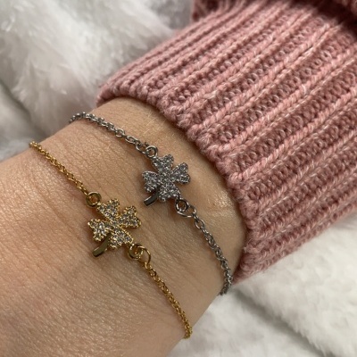 Pulseira trevo em aço inoxidável